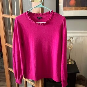Talbots Fuchsia Ruffle-Neck Lightweight Sweater